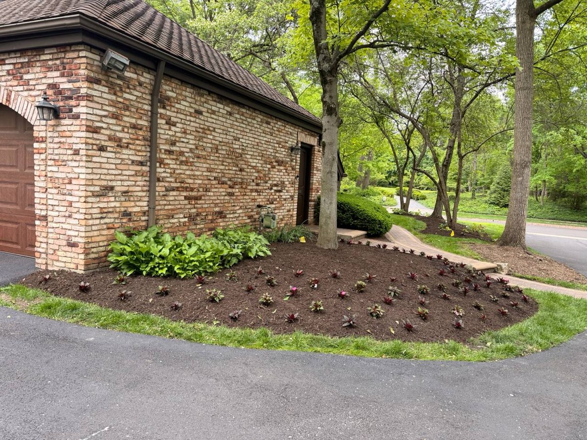 Finished mulch bed with clean edges and enhanced presentation